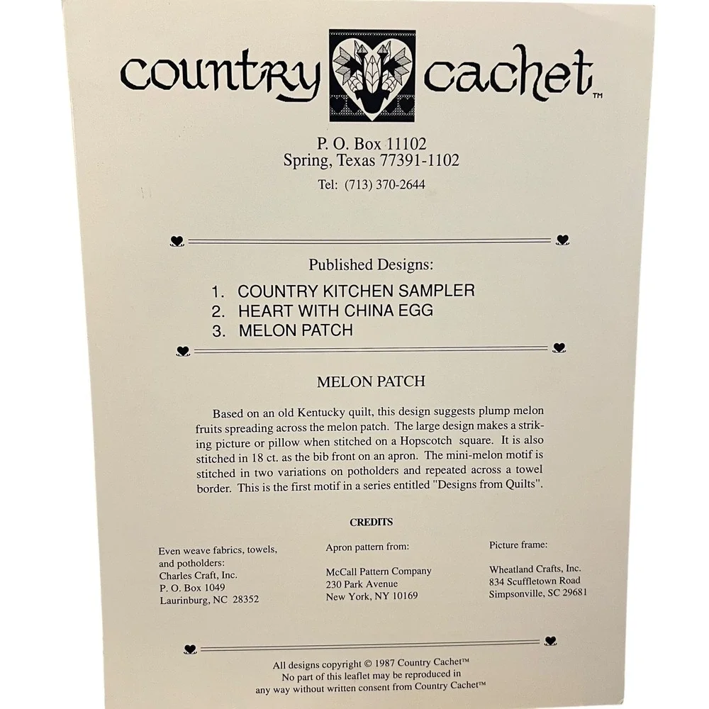 Country Cachet Melon Patch Counted‎ Cross Stitch Leaflet Designs